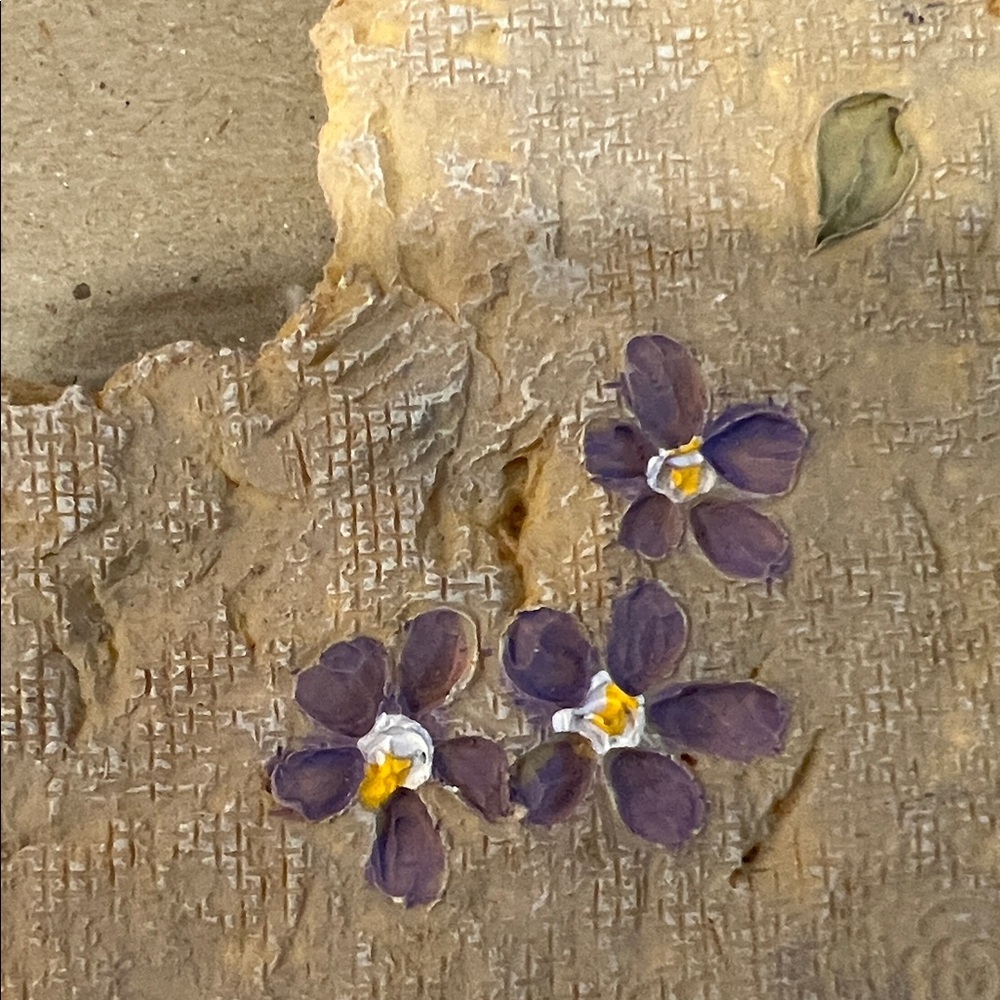 Floral Stone Picture Frame 3 1/2 X 4 Photo Square Rustic Texture Appearance - Picture 5 of 5